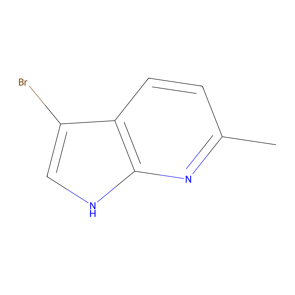 3-Bromo-6-methyl-1H-pyrrolo[2,3-b]pyridine molecular structure, CAS 1000340-28-2