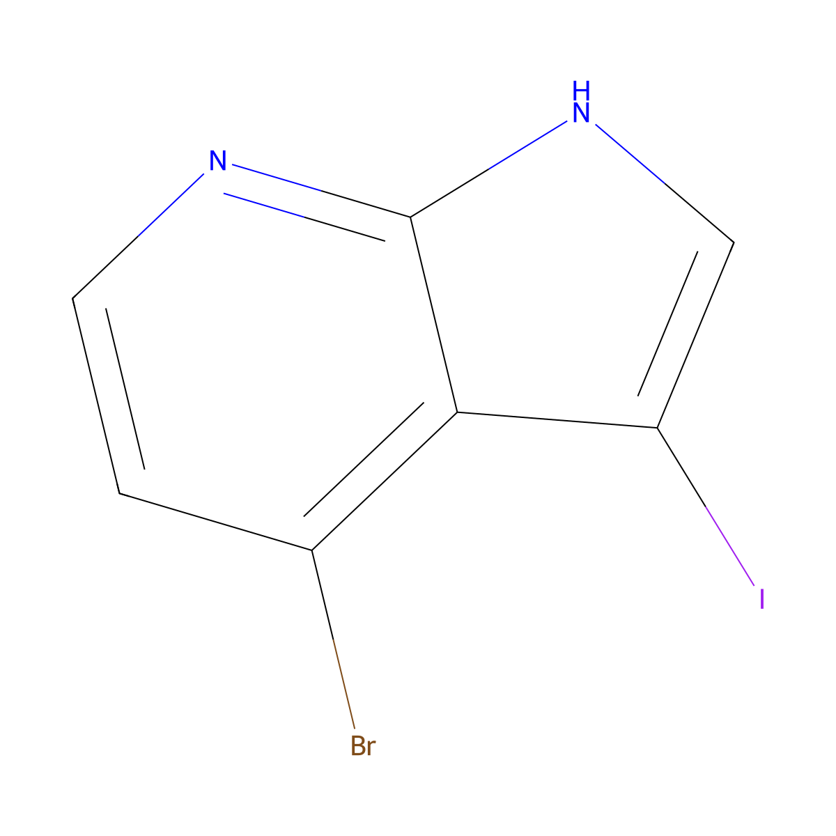 4-bromo-3-iodo-1H-pyrrolo[2,3-b]pyridine molecular structure, CAS 1000340-34-0