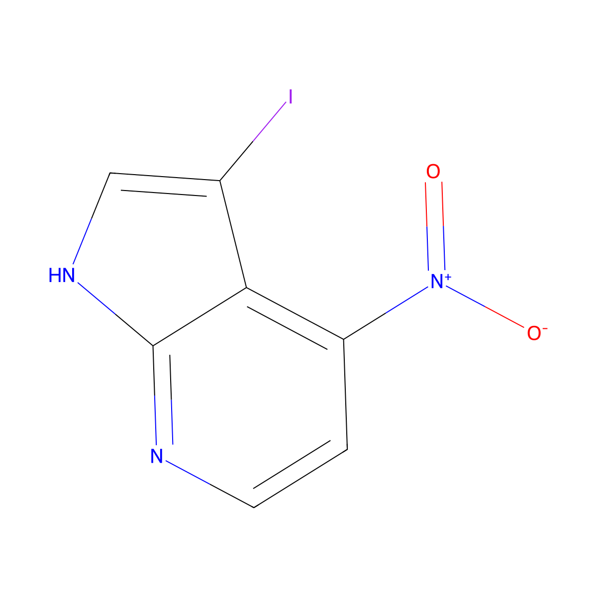 3-iodo-4-nitro-1H-pyrrolo[2,3-b]pyridine molecular structure, CAS 1000340-40-8