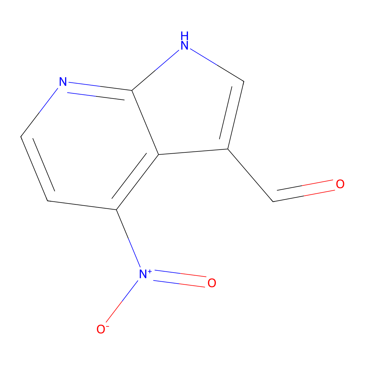 4-nitro-1H-pyrrolo[2,3-b]pyridine-3-carbaldehyde molecular structure, CAS 1000340-43-1