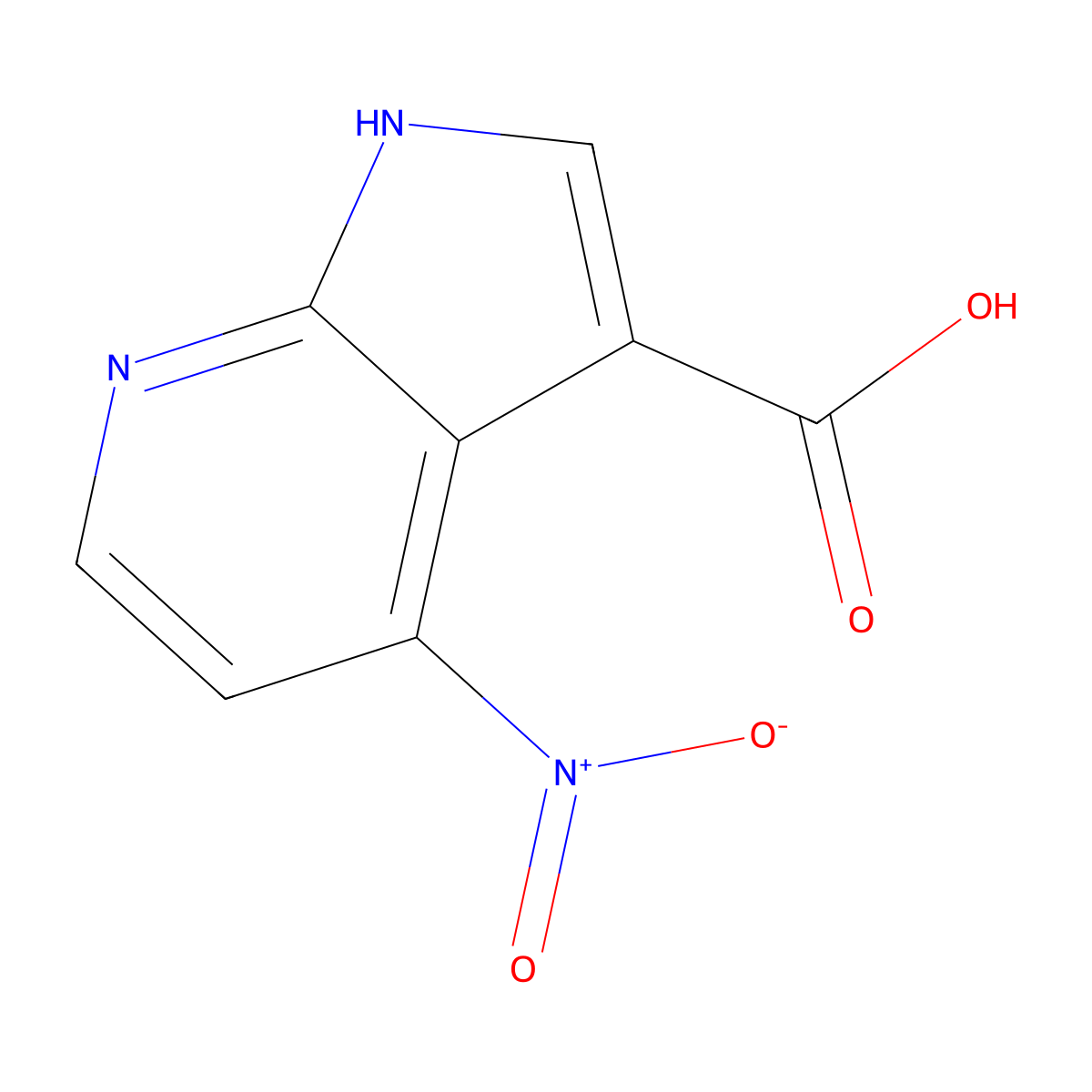 4-nitro-1H-pyrrolo[2,3-b]pyridine-3-carboxylic acid molecular structure, CAS 1000340-44-2