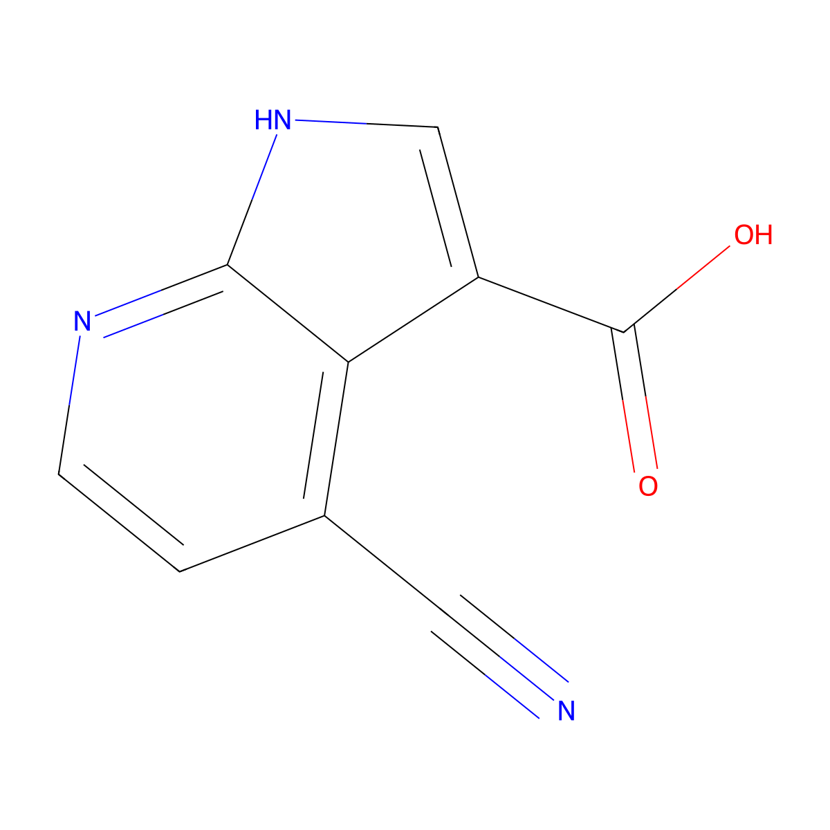 4-Cyano-1H-pyrrolo[2,3-b]pyridine-3-carboxylic acid molecular structure, CAS 1000340-46-4