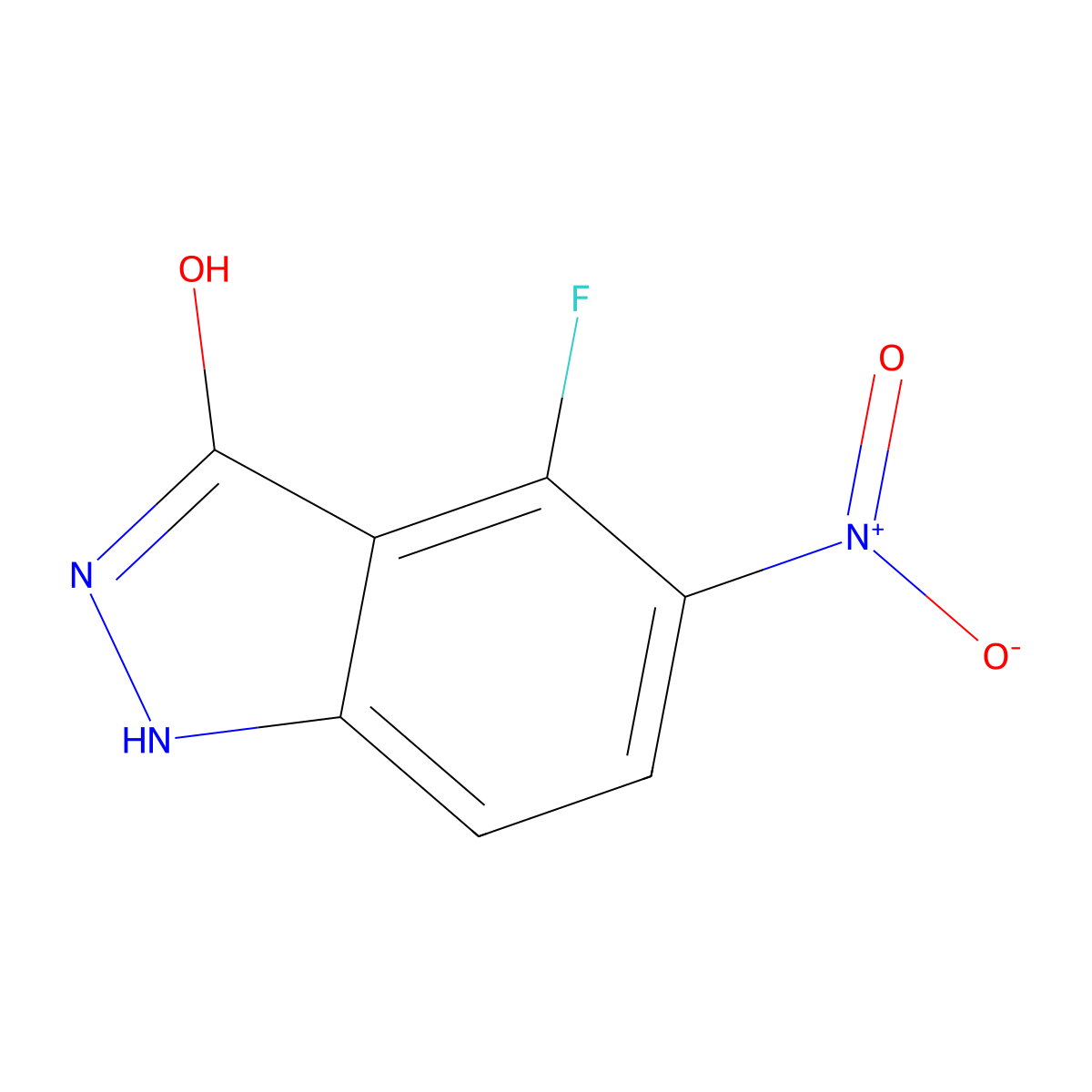4-Fluoro-3-hydroxy-5-nitro-1H-indazole molecular structure, CAS 1000340-47-5