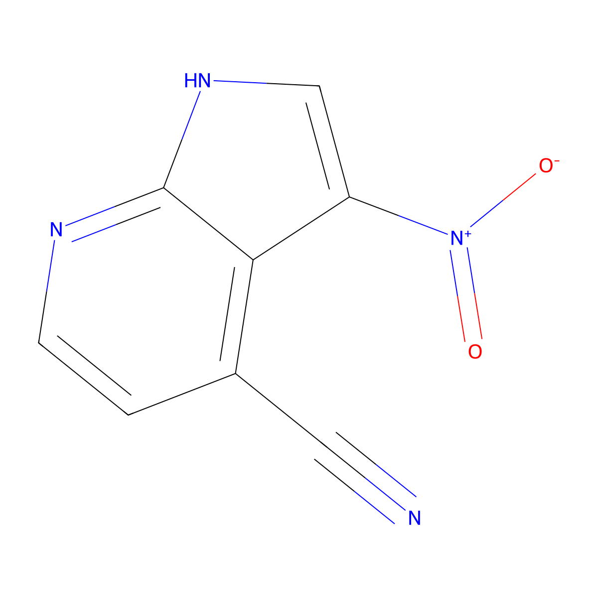 3-nitro-1H-pyrrolo[2,3-b]pyridine-4-carbonitrile molecular structure, CAS 1000340-52-2