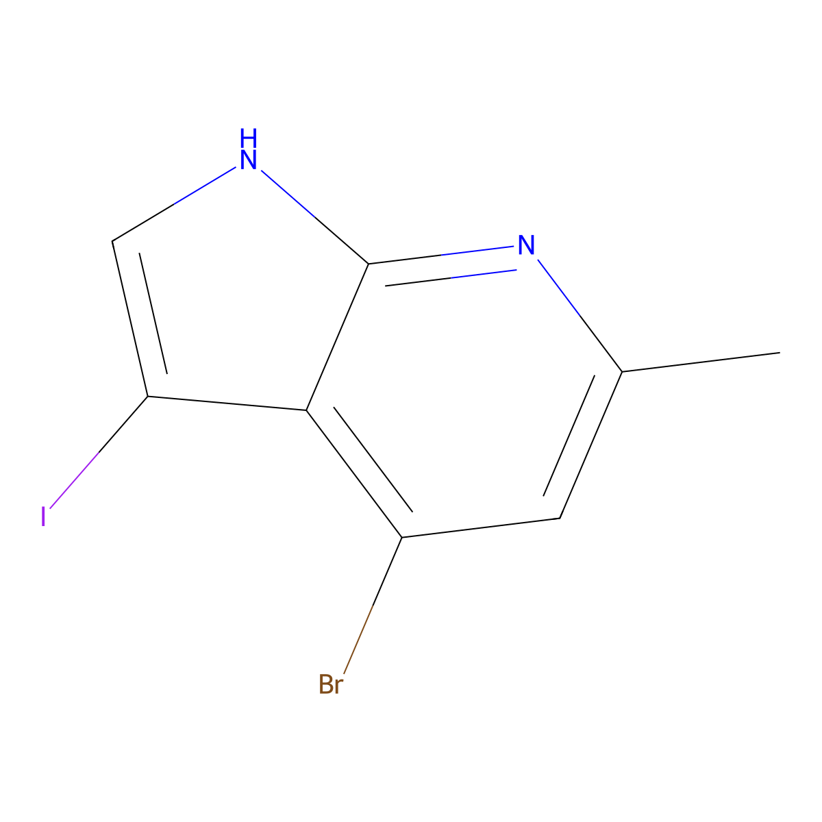 4-bromo-3-iodo-6-methyl-1H-pyrrolo[2,3-b]pyridine molecular structure, CAS 1000340-56-6