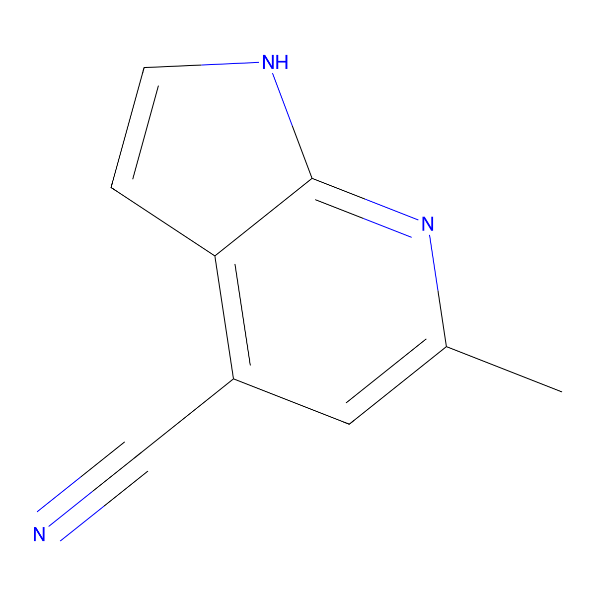 6-Methyl-1H-pyrrolo[2,3-b]pyridine-4-carbonitrile molecular structure, CAS 1000340-62-4
