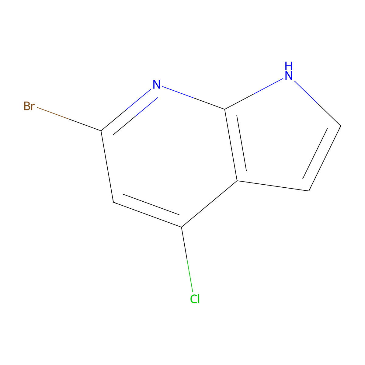 6-Bromo-4-chloro-1H-pyrrolo[2,3-B]pyridine molecular structure, CAS 1000340-64-6
