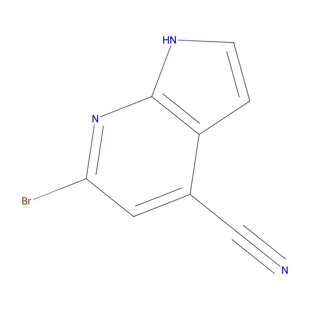 6-bromo-1H-pyrrolo[2,3-b]pyridine-4-carbonitrile molecular structure, CAS 1000340-74-8