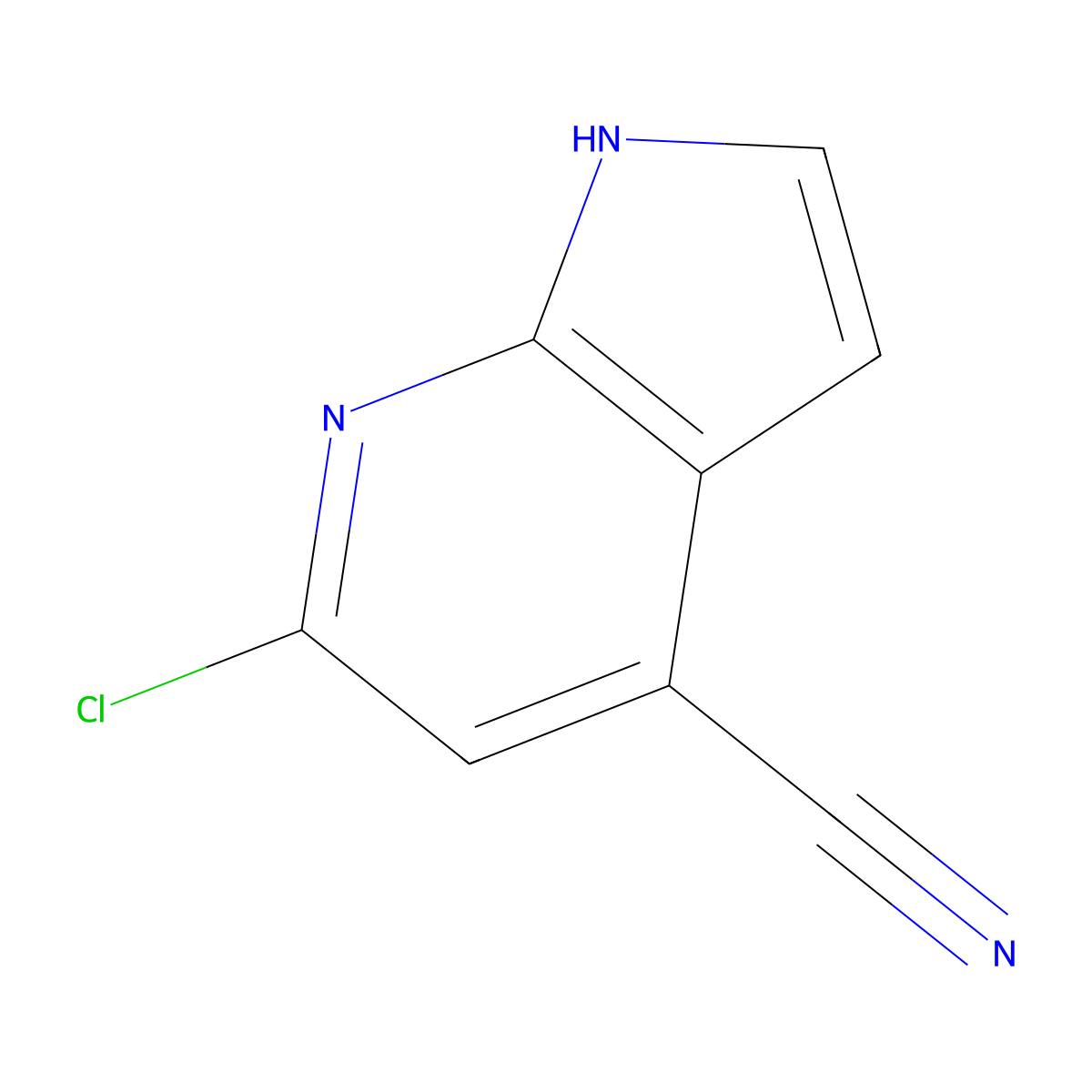 6-Chloro-1H-pyrrolo[2,3-b]pyridine-4-carbonitrile molecular structure, CAS 1000340-76-0