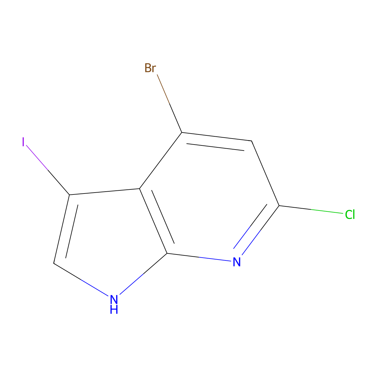 4-bromo-6-chloro-3-iodo-1H-pyrrolo[2,3-b]pyridine molecular structure, CAS 1000340-78-2