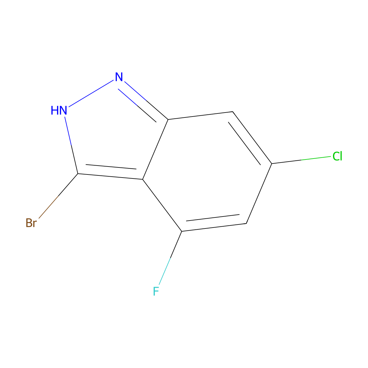 3-Bromo-6-chloro-4-fluoro-1H-indazole molecular structure, CAS 1000340-85-1