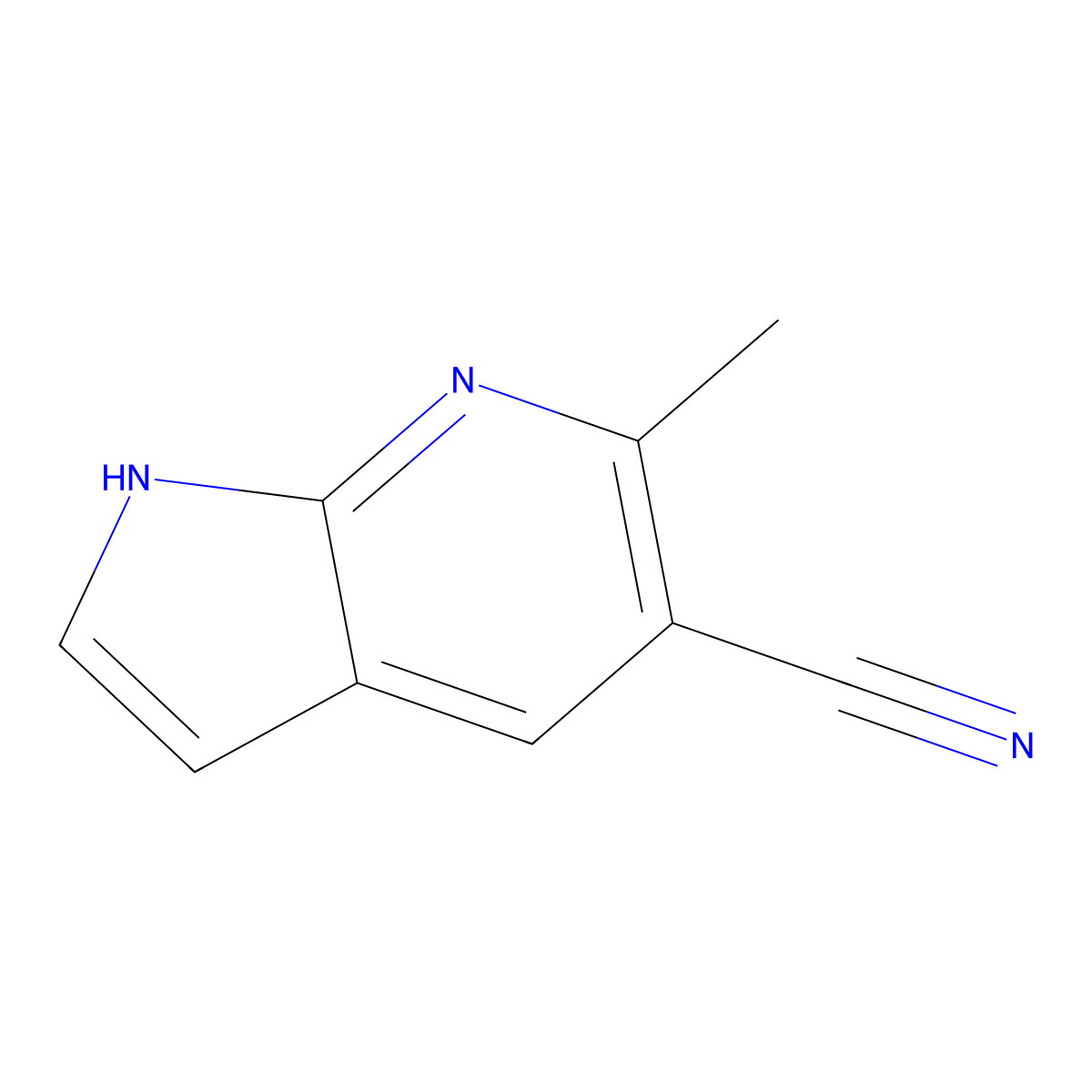 6-Methyl-1H-pyrrolo[2,3-b]pyridine-5-carbonitrile molecular structure, CAS 1000340-86-2
