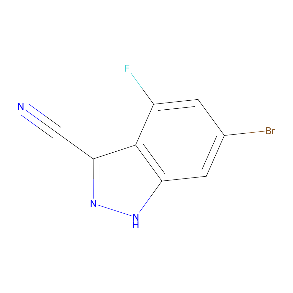 6-bromo-4-fluoro-1H-indazole-3-carbonitrile molecular structure, CAS 1000340-94-2