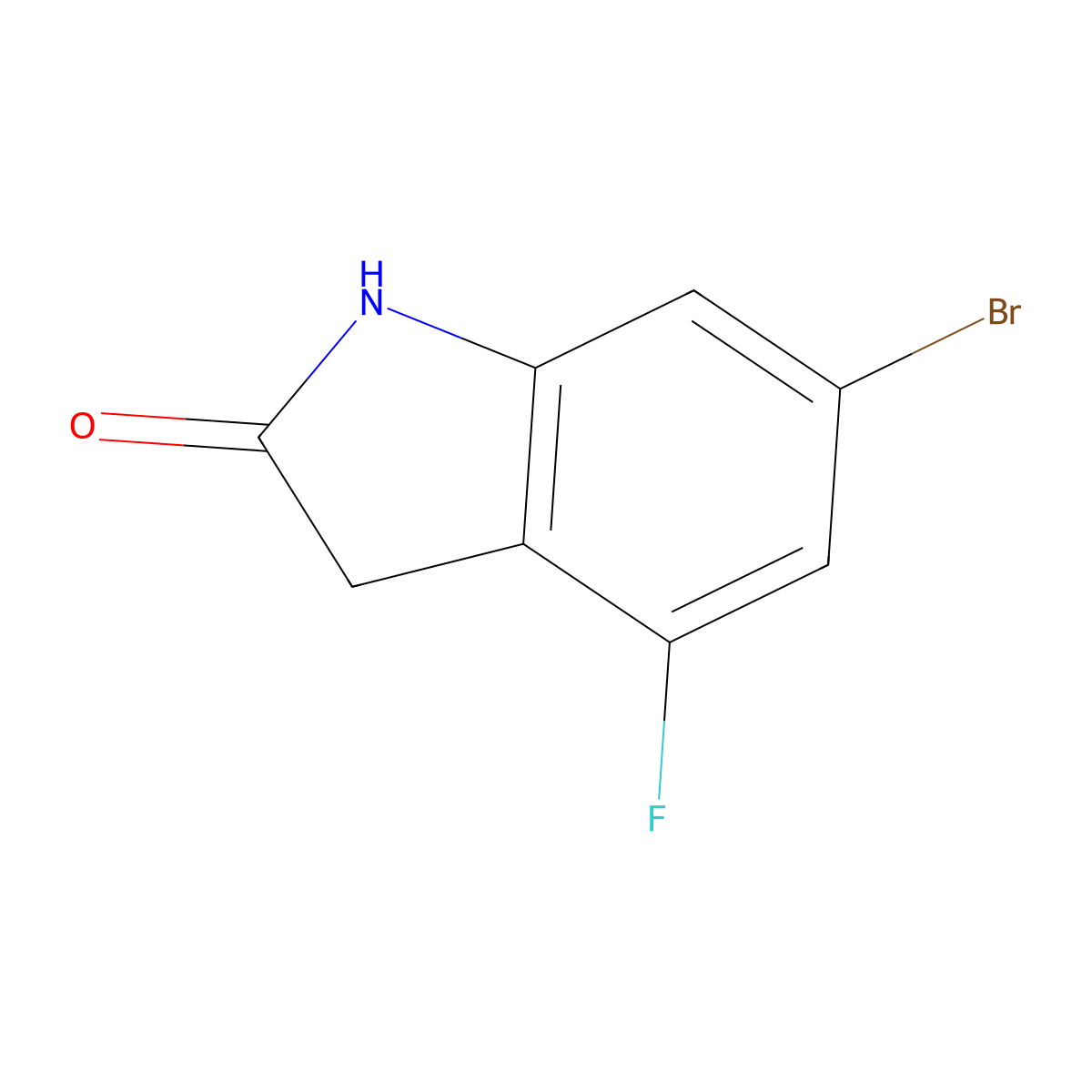 6-Bromo-4-fluoroindolin-2-one molecular structure, CAS 1000341-00-3
