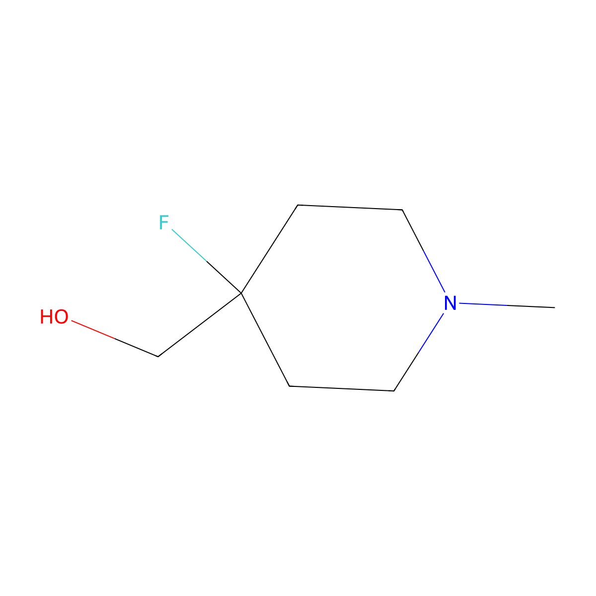 (4-Fluoro-1-methylpiperidin-4-yl)methanol molecular structure, CAS 1000341-04-7