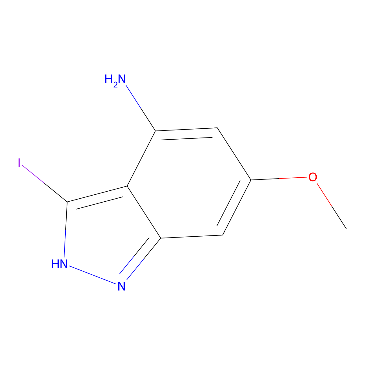 3-Iodo-6-methoxy-1H-indazol-4-amine molecular structure, CAS 1000341-17-2
