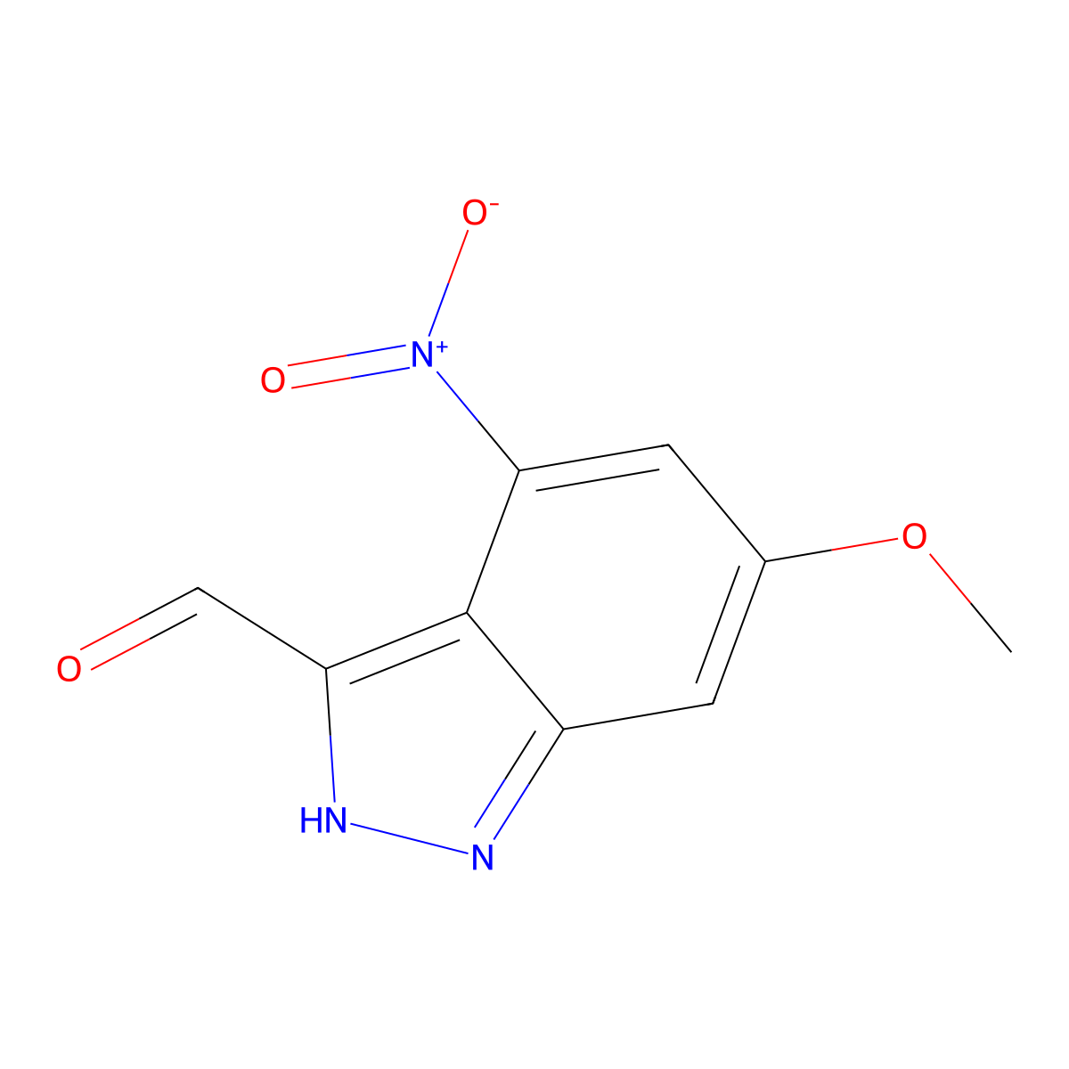 6-Methoxy-4-nitro-1H-indazole-3-carbaldehyde molecular structure, CAS 1000341-26-3