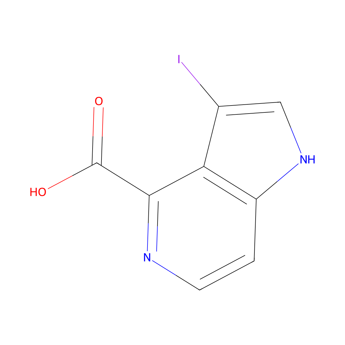 3-Iodo-1H-pyrrolo[3,2-c]pyridine-4-carboxylic acid molecular structure, CAS 1000341-28-5