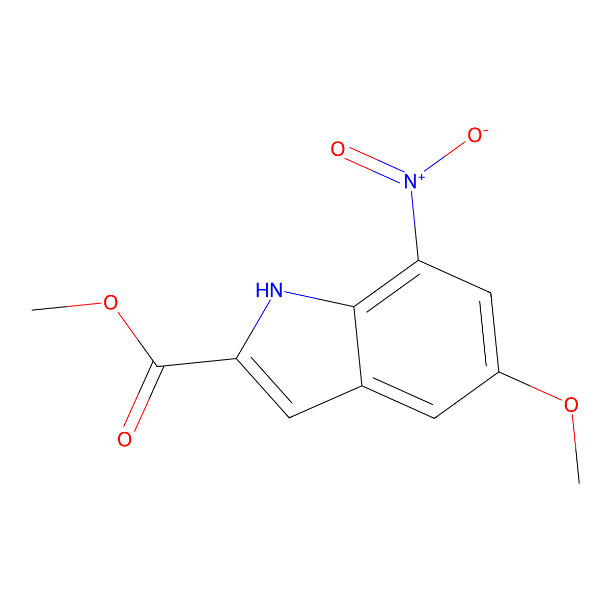 methyl 5-methoxy-7-nitro-1H-indole-2-carboxylate molecular structure, CAS 1000341-42-3