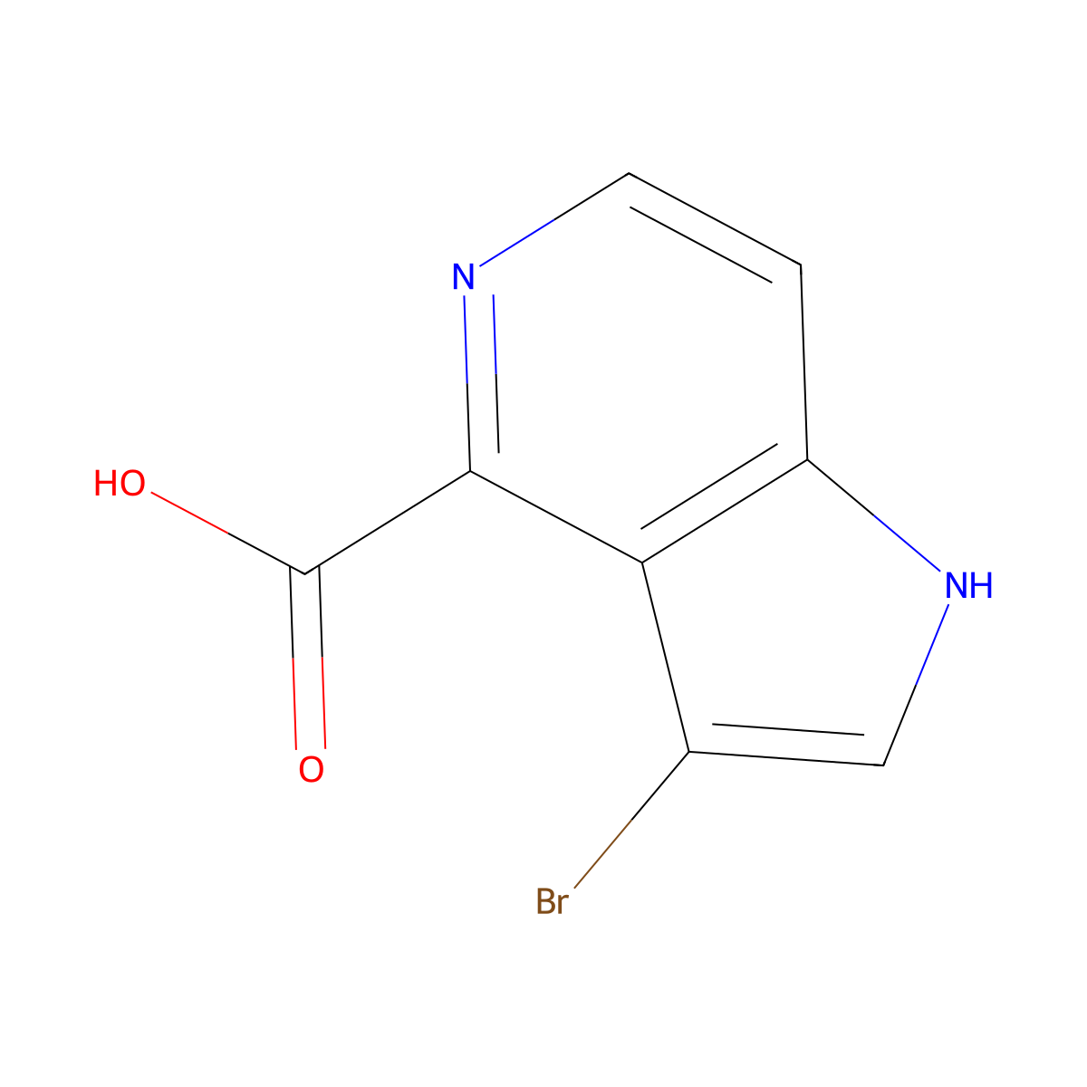 3-bromo-1H-pyrrolo(3,2-c)pyridine-4-carboxylic acid molecular structure, CAS 1000341-43-4