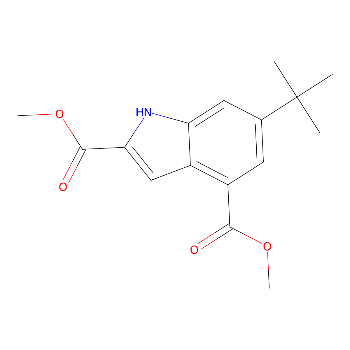 2,4-dimethyl 6-tert-butyl-1H-indole-2,4-dicarboxylate molecular structure, CAS 1000341-44-5