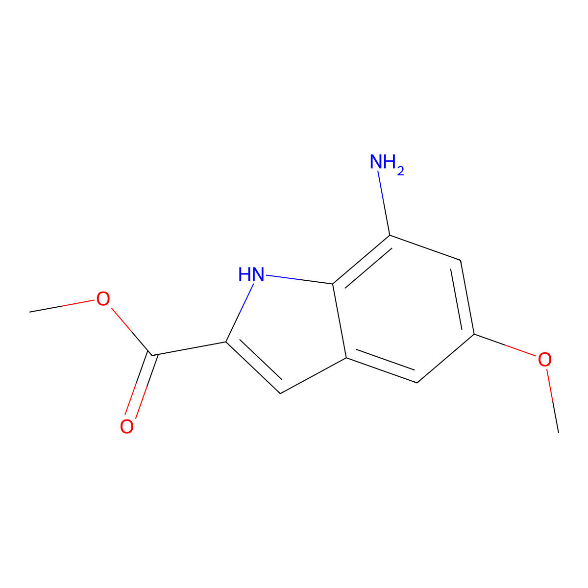 methyl 7-amino-5-methoxy-1H-indole-2-carboxylate molecular structure, CAS 1000341-45-6