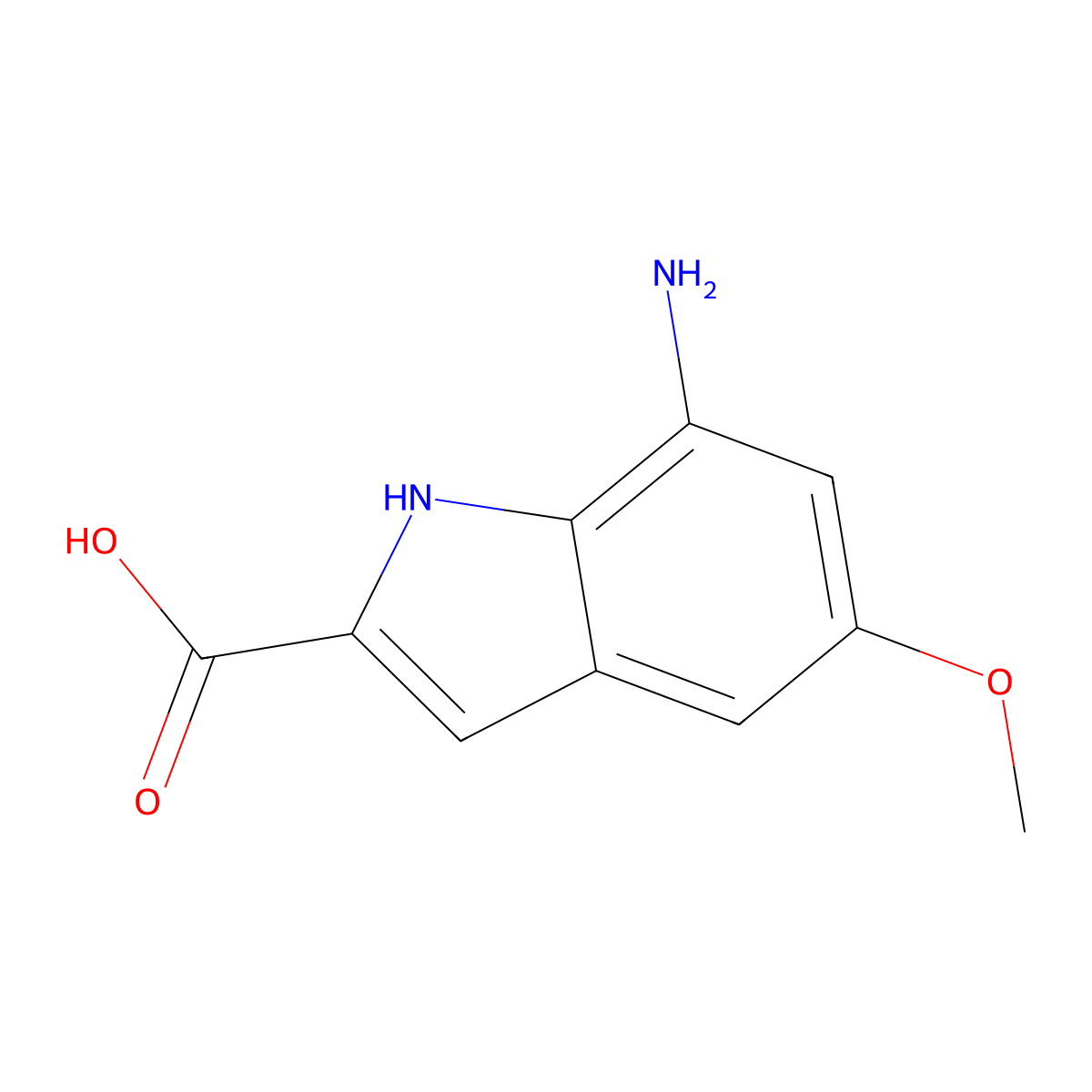 7-amino-5-methoxy-1H-indole-2-carboxylic acid molecular structure, CAS 1000341-48-9