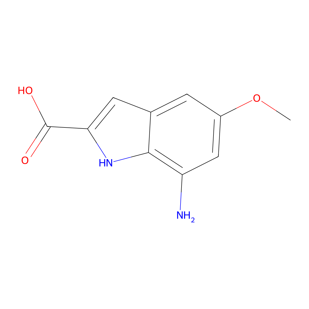 7-amino-5-methoxy-1H-indole-2-carboxylic acid molecular structure, CAS 1000341-48-9