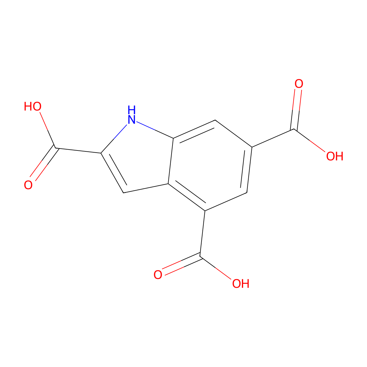 1H-indole-2,4,6-tricarboxylic acid molecular structure, CAS 1000341-50-3