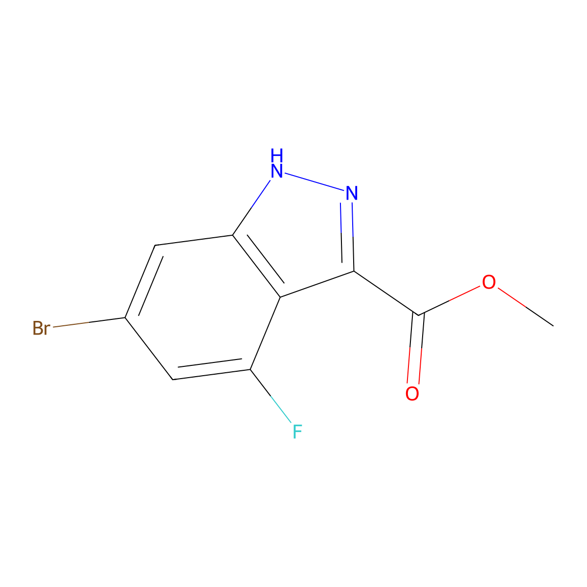 methyl 6-bromo-4-fluoro-1H-indazole-3-carboxylate molecular structure, CAS 1000341-53-6