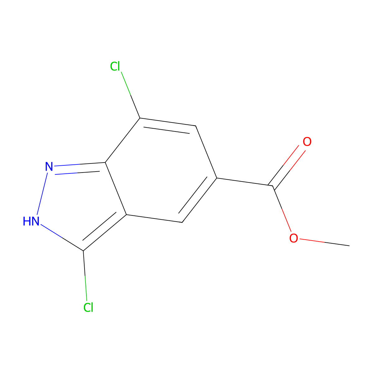 Methyl 3,7-dichloro-1H-indazole-5-carboxylate molecular structure, CAS 1000341-57-0