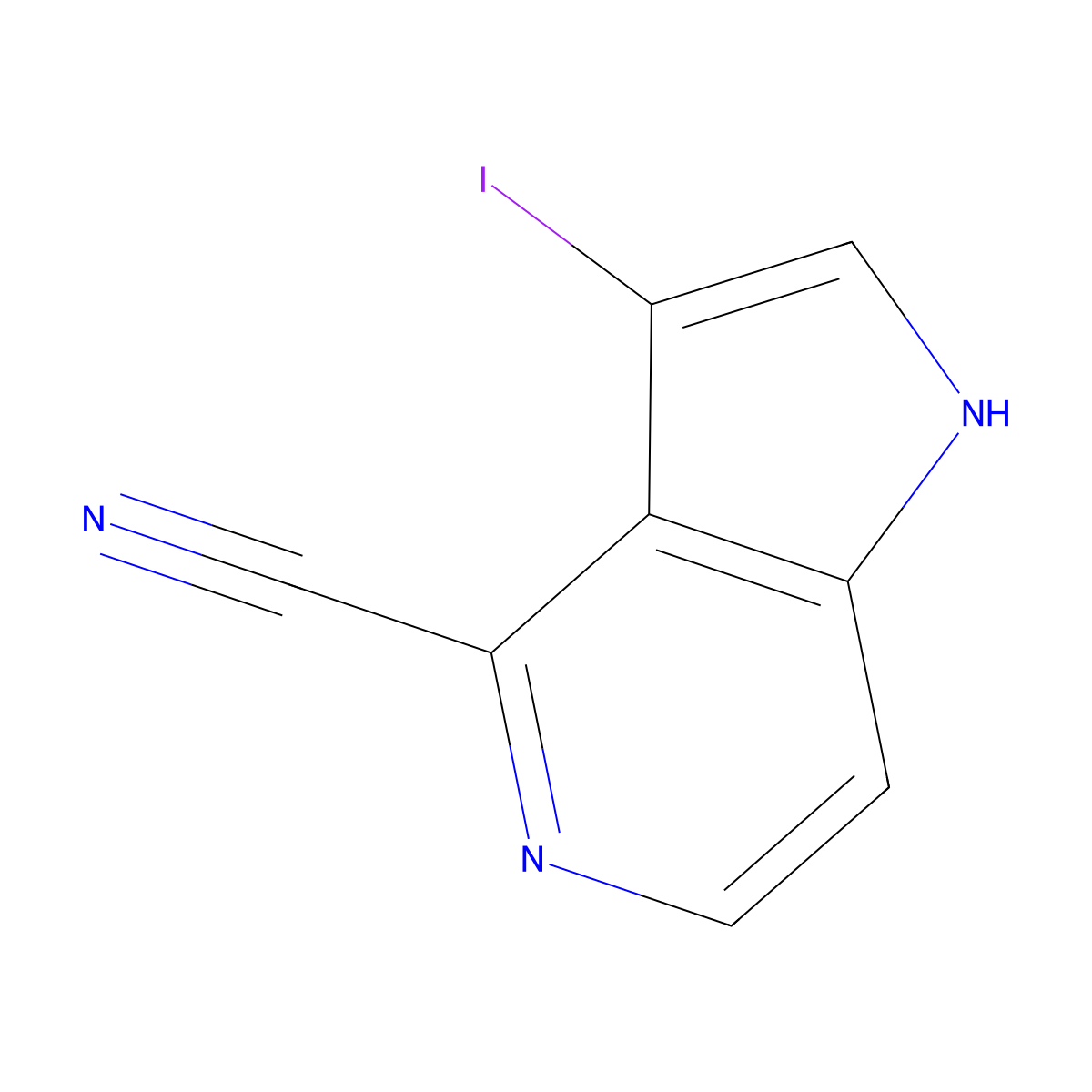 3-Iodo-1H-pyrrolo[3,2-c]pyridine-4-carbonitrile molecular structure, CAS 1000341-58-1