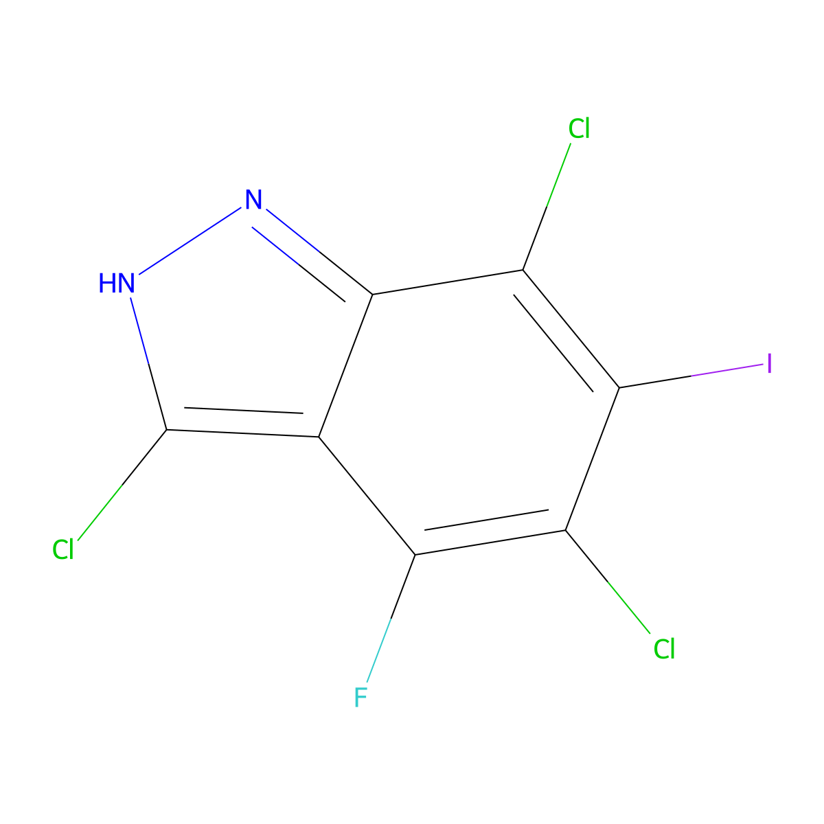 3,5,7-trichloro-4-fluoro-6-iodo-2H-indazole molecular structure, CAS 1000341-59-2