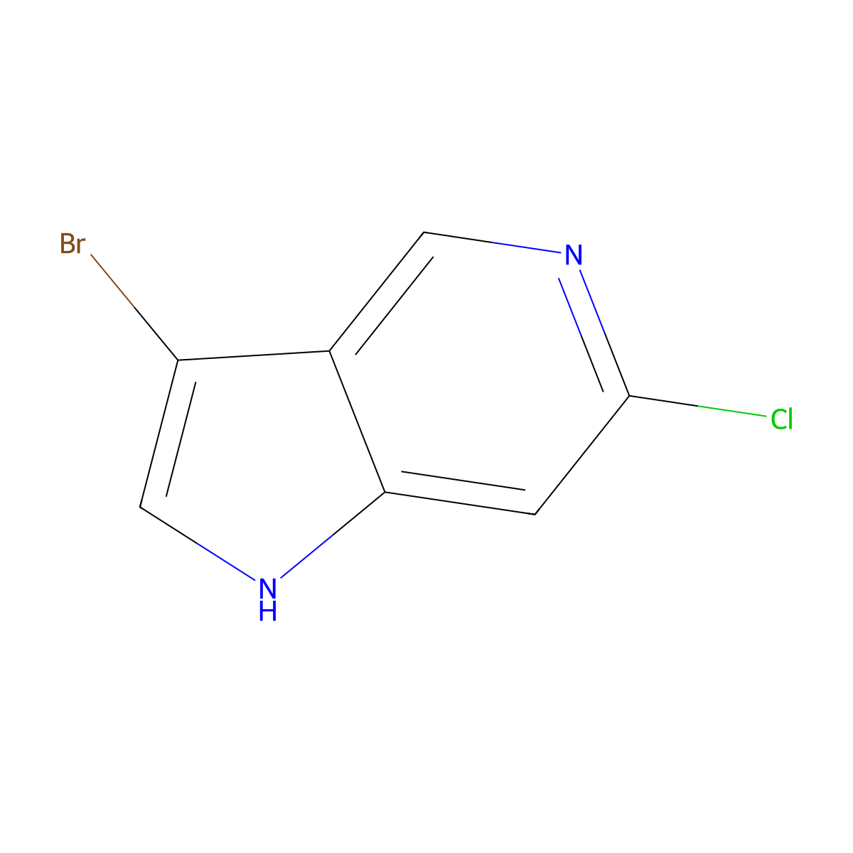 3-Bromo-6-chloro-1H-pyrrolo(3,2-c)pyridine molecular structure, CAS 1000341-61-6