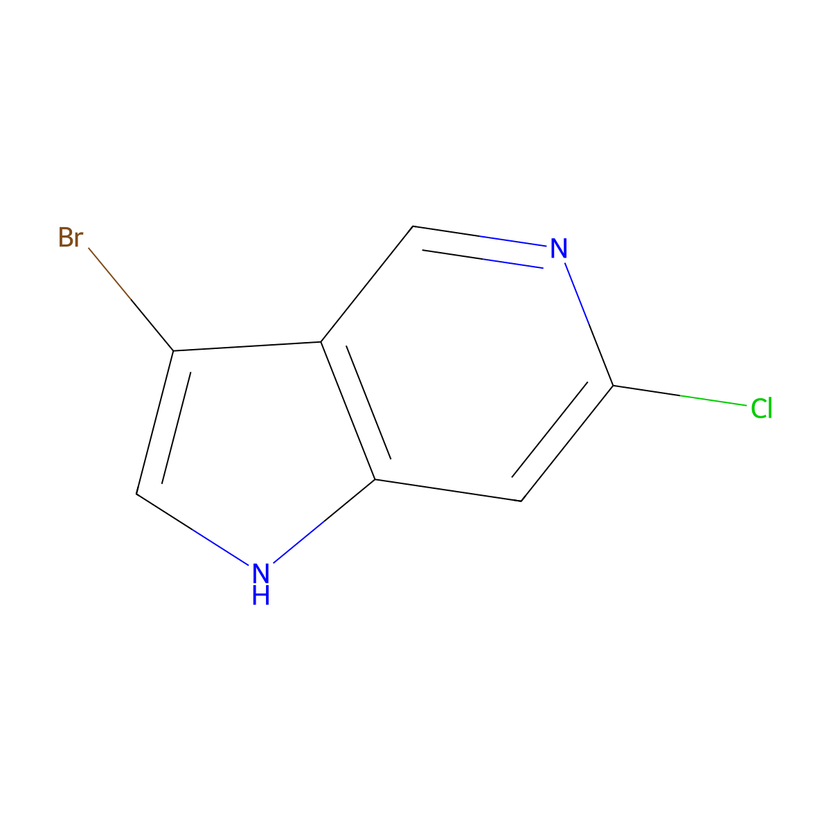 3-Bromo-6-chloro-1H-pyrrolo(3,2-c)pyridine molecular structure, CAS 1000341-61-6