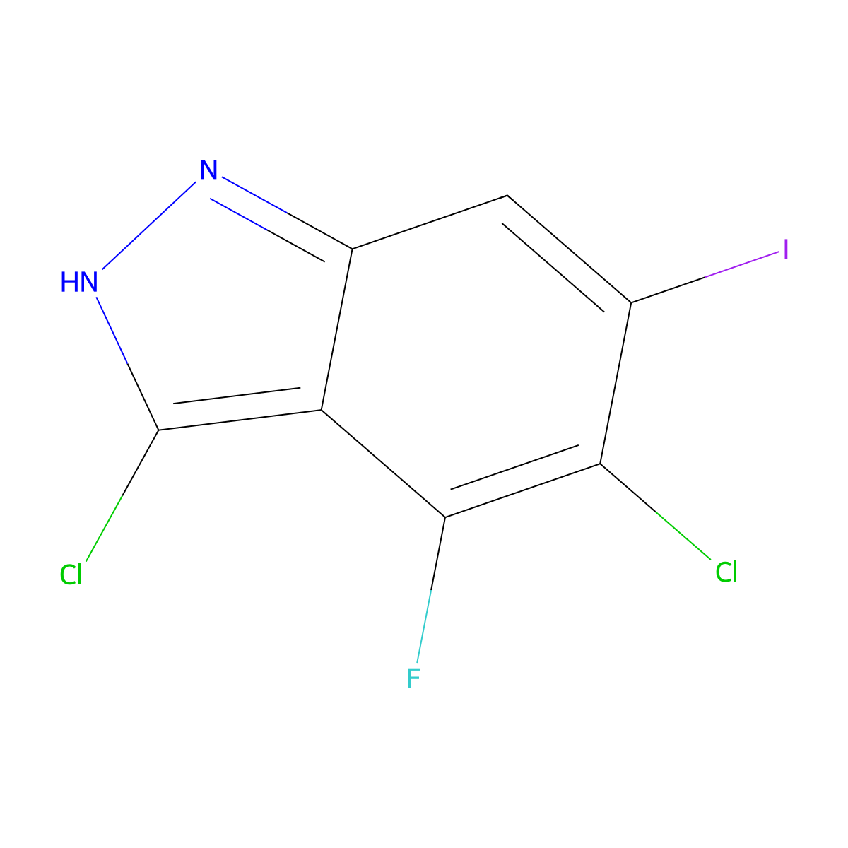 3,5-dichloro-4-fluoro-6-iodo-2H-indazole molecular structure, CAS 1000341-62-7