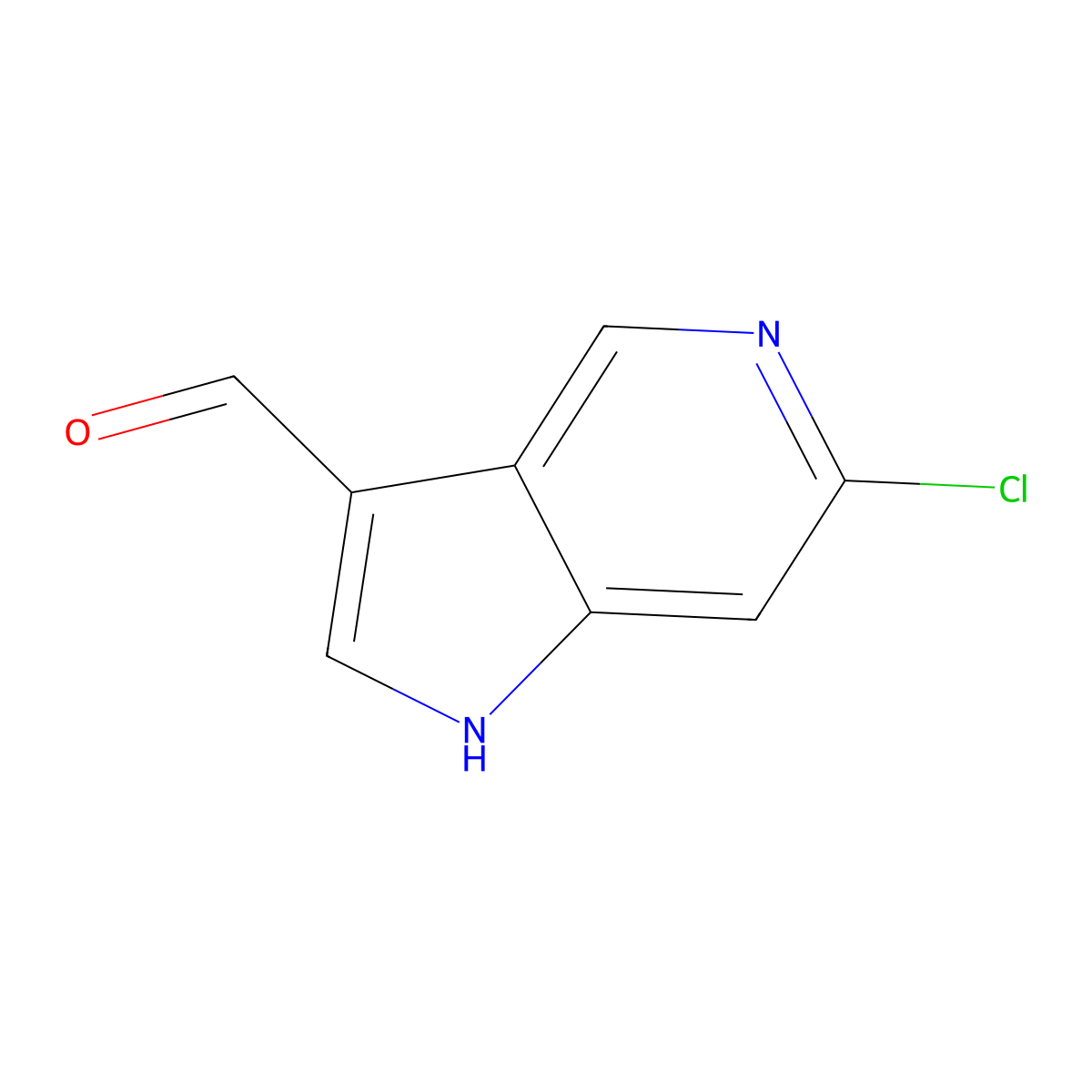 6-chloro-1H-pyrrolo[3,2-c]pyridine-3-carbaldehyde molecular structure, CAS 1000341-64-9