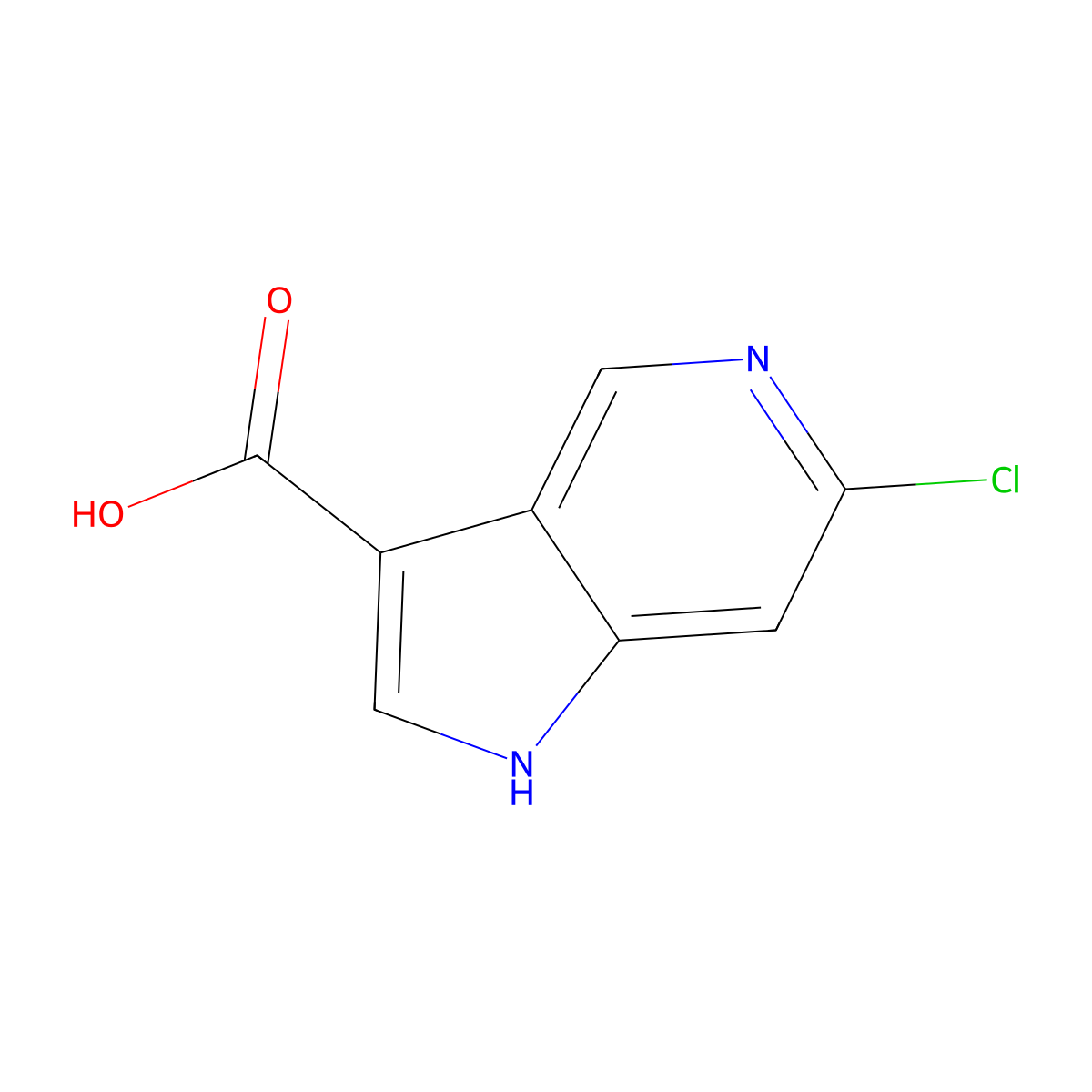 6-Chloro-1H-pyrrolo[3,2-c]pyridine-3-carboxylic acid molecular structure, CAS 1000341-67-2