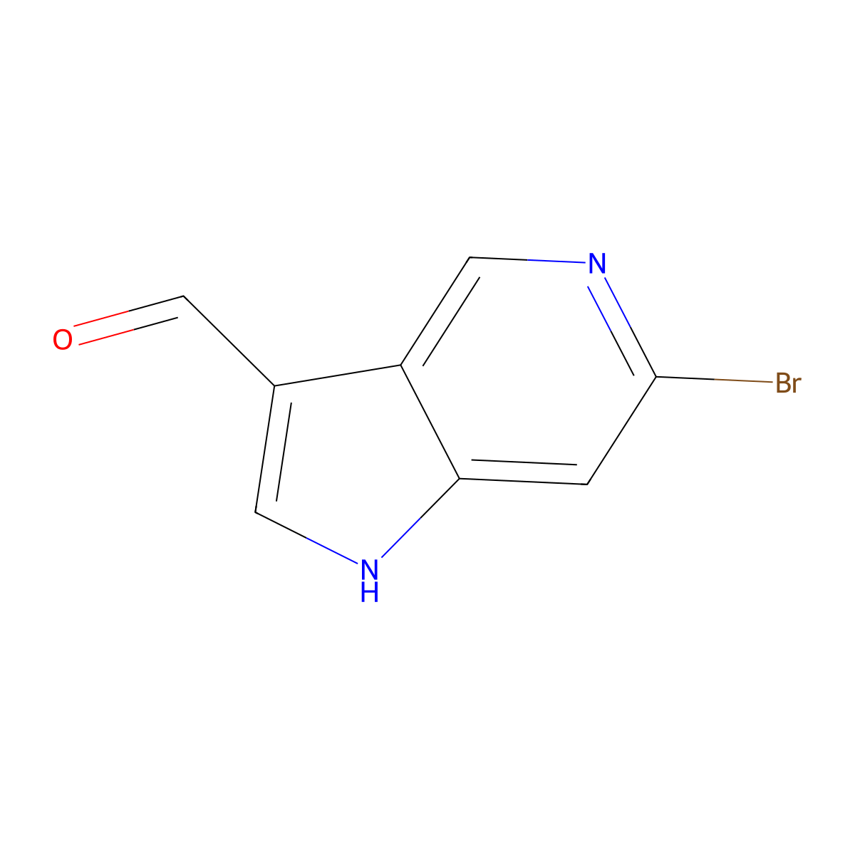 6-bromo-1H-pyrrolo[3,2-c]pyridine-3-carbaldehyde molecular structure, CAS 1000341-75-2