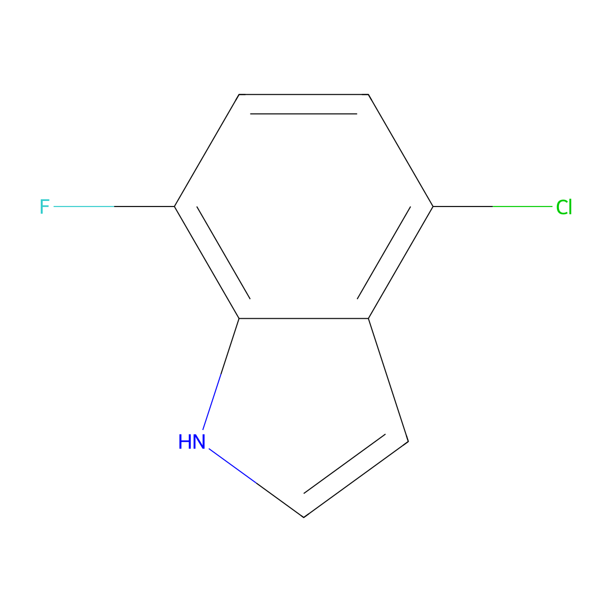 4-chloro-7-fluoro-1H-indole molecular structure, CAS 1000341-78-5