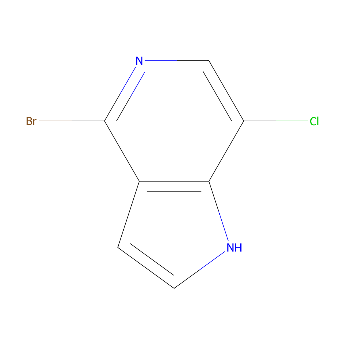 4-bromo-7-chloro-1H-pyrrolo[3,2-c]pyridine molecular structure, CAS 1000341-81-0