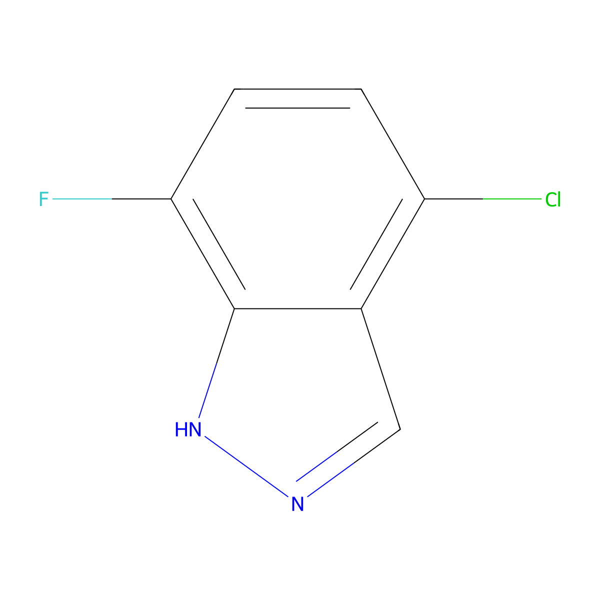 4-chloro-7-fluoro-1H-indazole molecular structure, CAS 1000341-84-3