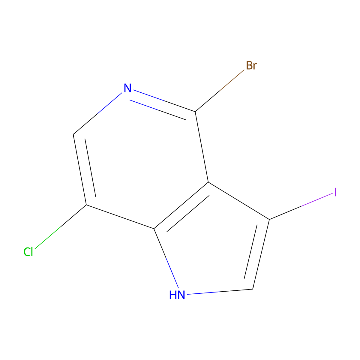 4-Bromo-7-chloro-3-iodo-1H-pyrrolo[3,2-c]pyridine molecular structure, CAS 1000341-91-2
