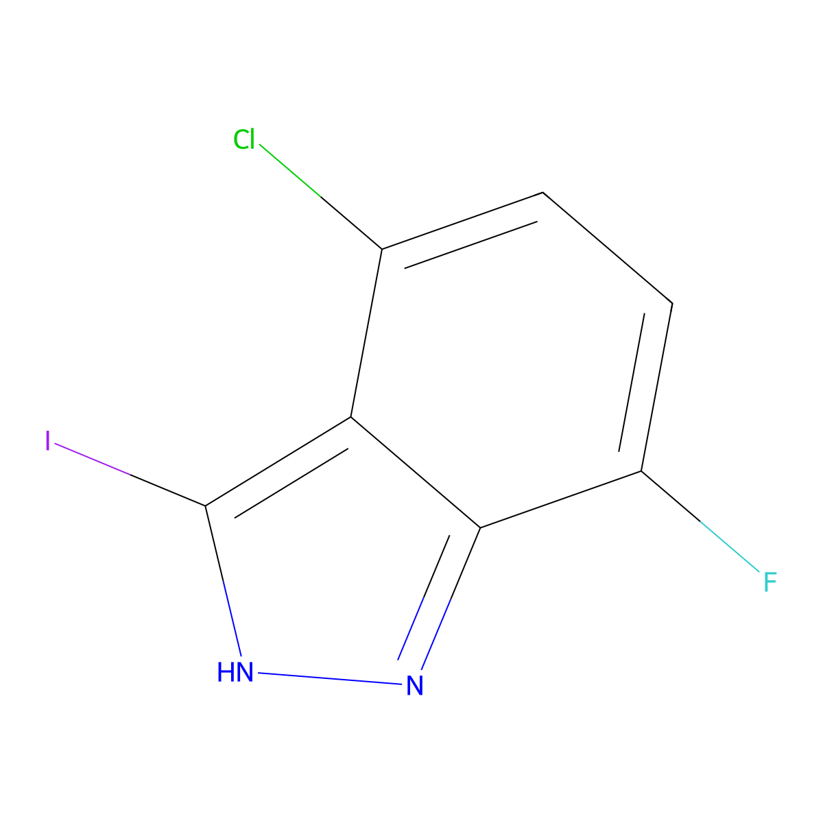 4-Chloro-7-fluoro-3-iodo-1H-indazole molecular structure, CAS 1000341-94-5
