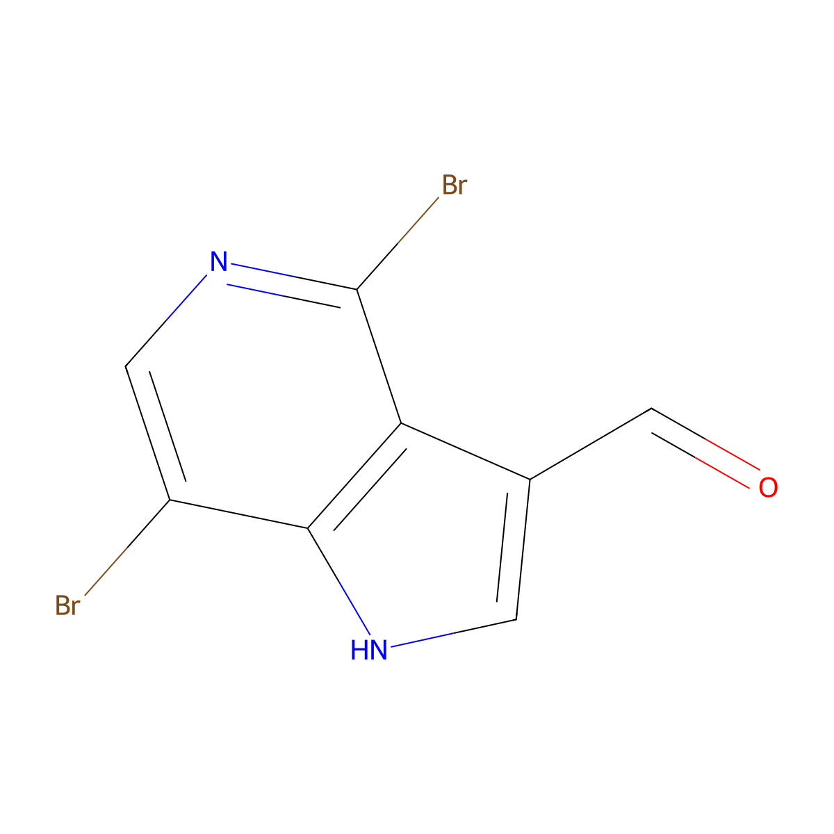 4,7-dibromo-1H-pyrrolo[3,2-c]pyridine-3-carbaldehyde molecular structure, CAS 1000341-95-6