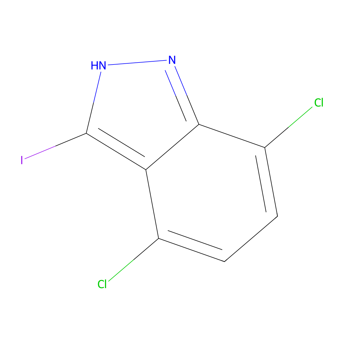 4,7-Dichloro-3-iodo-1H-indazole molecular structure, CAS 1000341-96-7