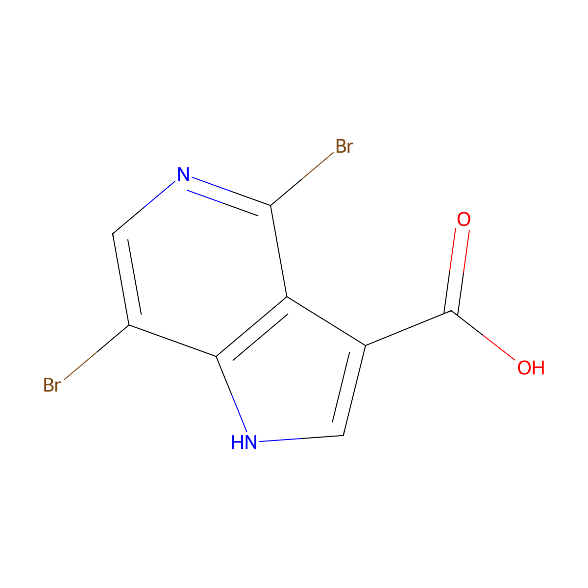4,7-Dibromo-1H-pyrrolo[3,2-c]pyridine-3-carboxylic acid molecular structure, CAS 1000341-97-8
