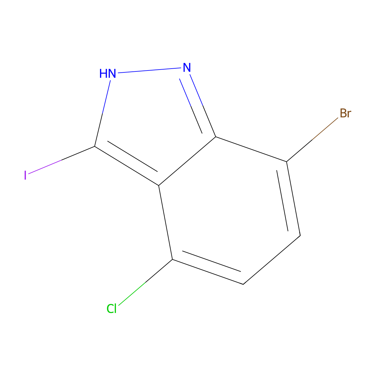 7-Bromo-4-chloro-3-iodo-1H-indazole molecular structure, CAS 1000341-98-9