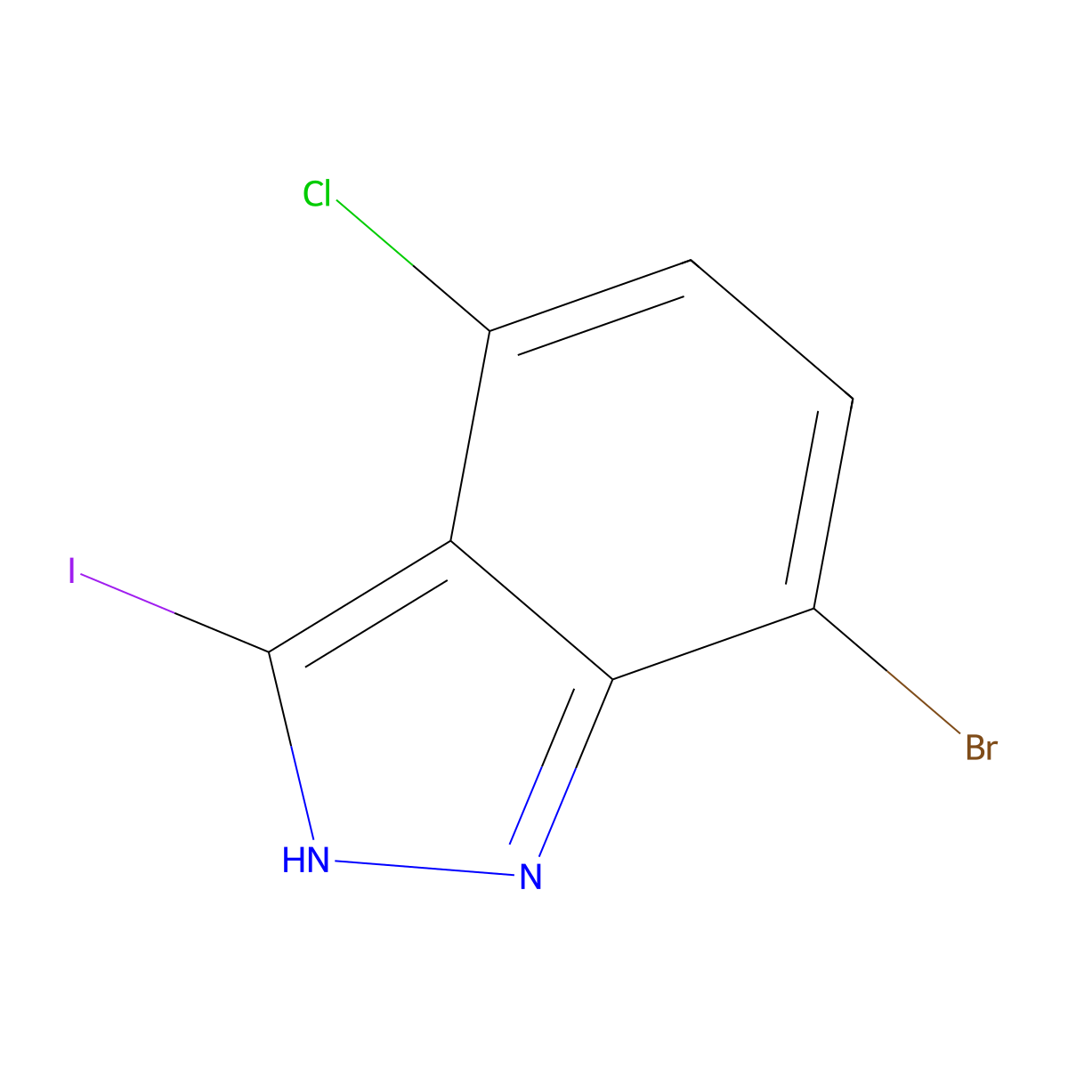 7-Bromo-4-chloro-3-iodo-1H-indazole molecular structure, CAS 1000341-98-9