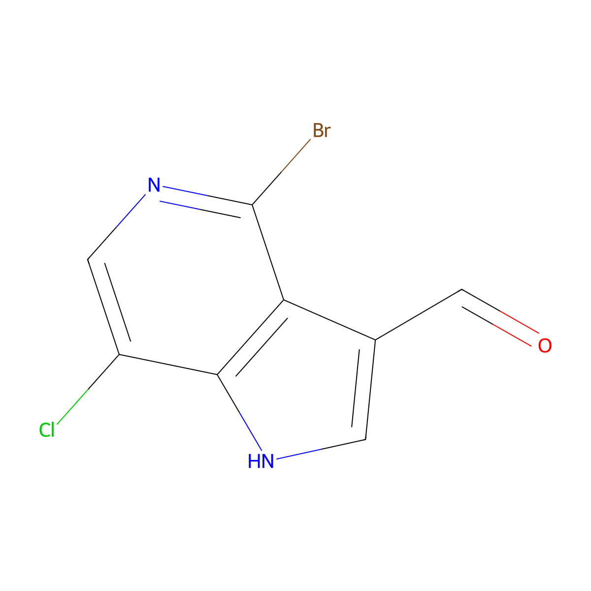 4-Bromo-7-chloro-1H-pyrrolo[3,2-c]pyridine-3-carbaldehyde molecular structure, CAS 1000341-99-0